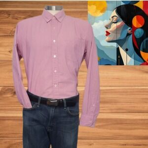 J. Crew Men's Slim‎ Fit Woven Button Up Shirt Cotton Red White Striped Sz L